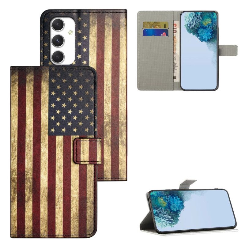 Lederhüllen Samsung Galaxy A16 5g Amerikanische Flagge Im Vintage-stil