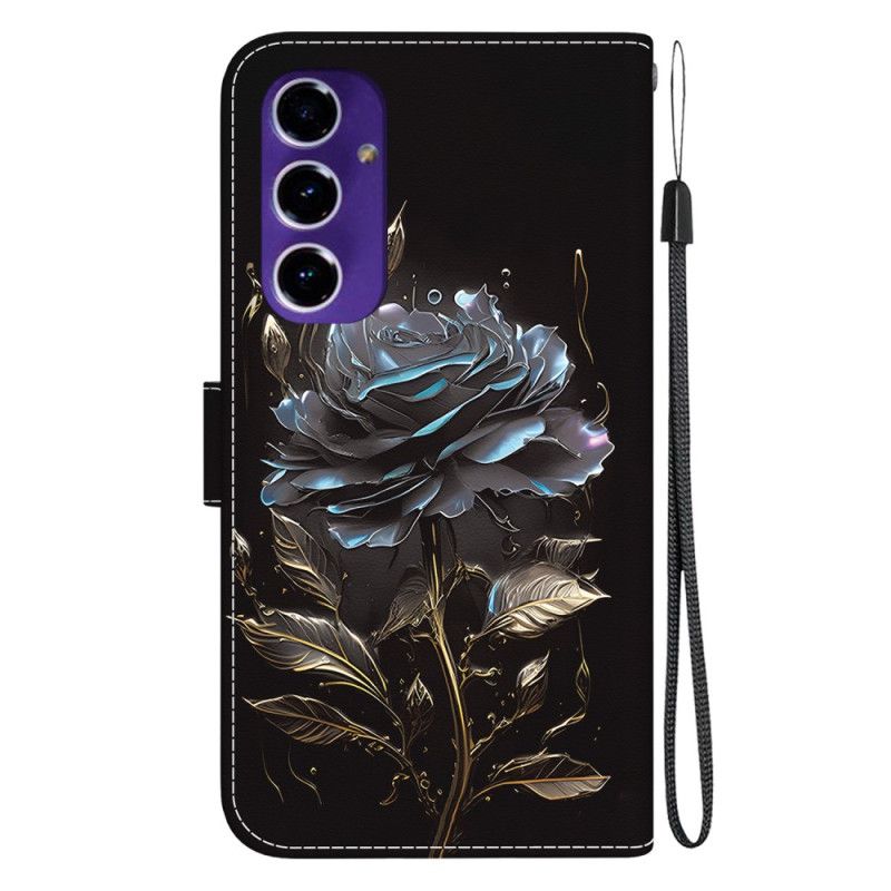 Lederhüllen Samsung Galaxy A16 5g Handyhülle Schwarze Rose