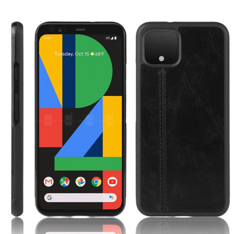 Hülle Google Pixel 4 Schwarz Handyhülle Genähter Ledereffekt