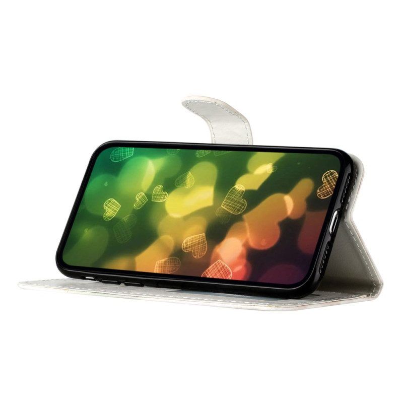 Flip Case Für Xiaomi Redmi A1 Mit Kordel Farbiges Streifengitter
