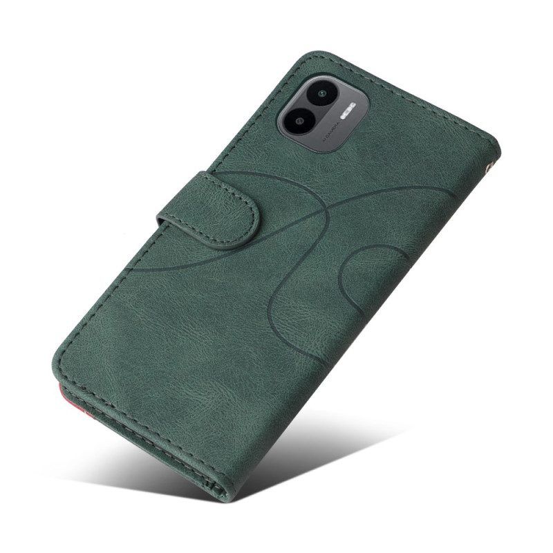 Flip Case Für Xiaomi Redmi A1 Zweifarbiges. Charakteristisches Kunstleder