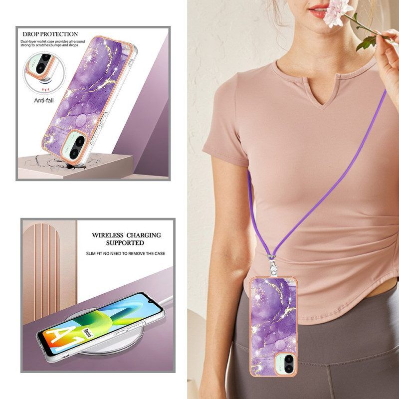 Hülle Für Xiaomi Redmi A1 Mit Kordel Kordelzug Im Marmor-stil