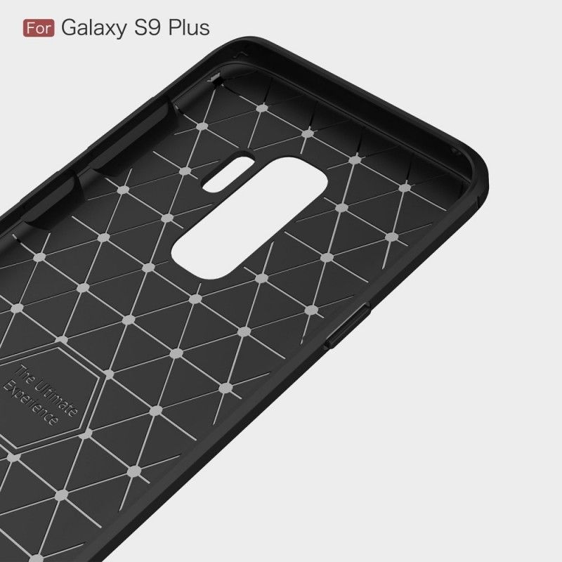 Hülle Samsung Galaxy S9 Plus Schwarz Gebürstete Kohlefaser