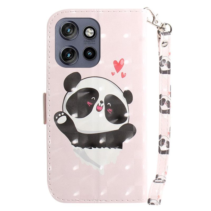 Lederhüllen Für Motorola Edge 50 Neo Panda Love Mit Riemen