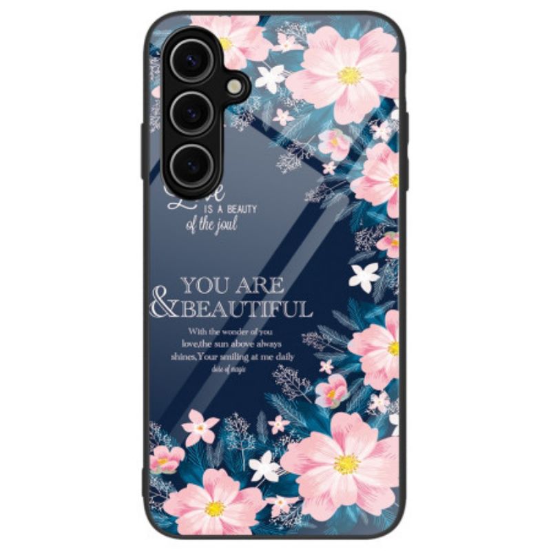 Hülle Samsung Galaxy S24 Fe Handyhülle Rosa Blumen Aus Gehärtetem Glas