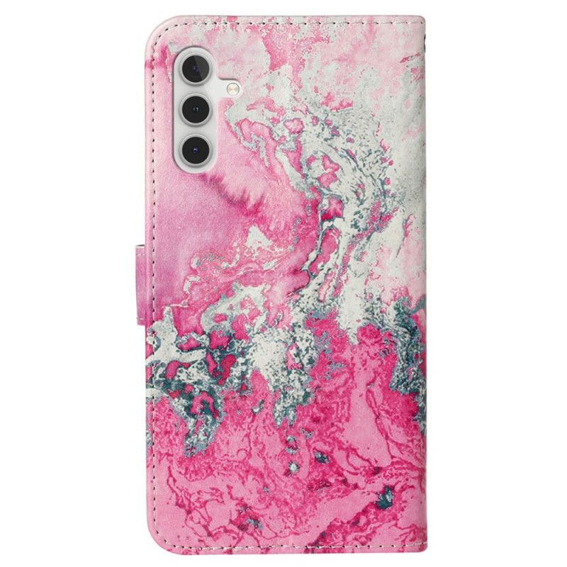 Lederhüllen Samsung Galaxy S24 Fe Handyhülle Rosa Meerwassermarmor