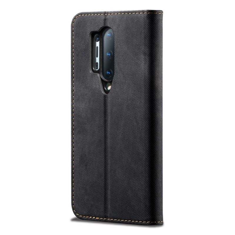 Flip Case Für OnePlus 8 Pro Schwarz Jeansimitat-Jeans