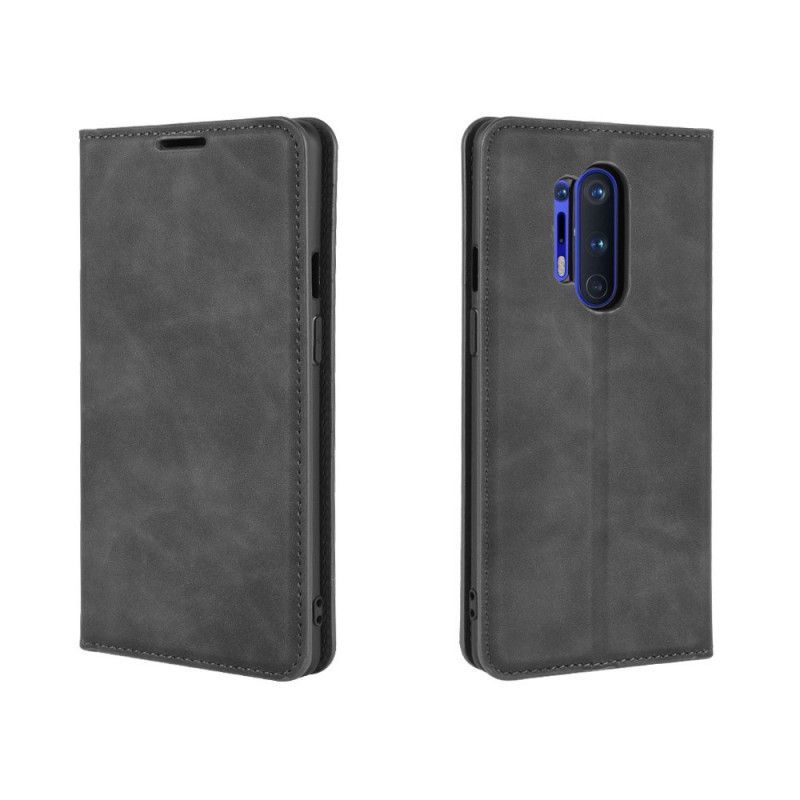 Flip Case OnePlus 8 Pro Schwarz Schicker Ledereffekt