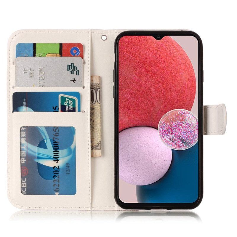 Flip Case Für Samsung Galaxy S23 Plus 5G Mit Kordel Bunte Tanga-schmetterlinge