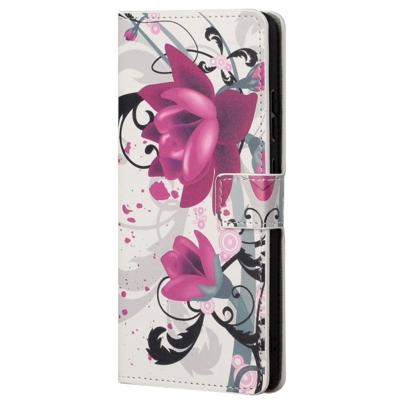 Flip Case Für Samsung Galaxy S23 Plus 5G Tropische Blumen