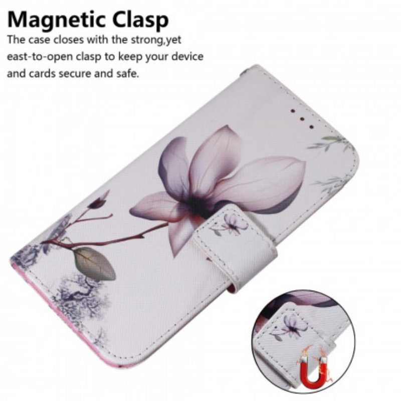 Flip Case Für Motorola Edge 20 Pro Blume Staubiges Rosa