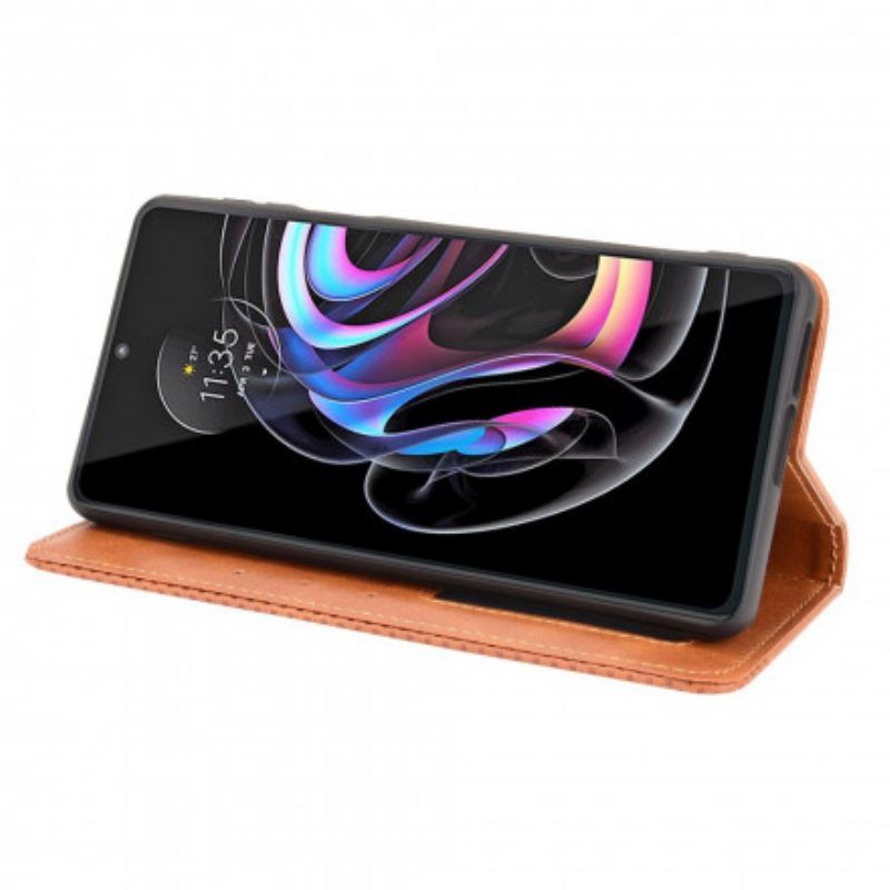 Schutzhülle Für Motorola Edge 20 Pro Flip Case Stilisierter Vintage-ledereffekt