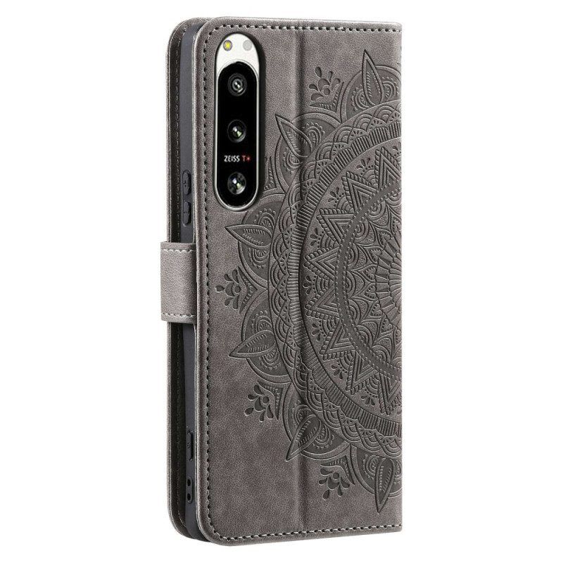 Flip Case Für Sony Xperia 5 IV Mit Kordel Riemchen-sonnen-mandala