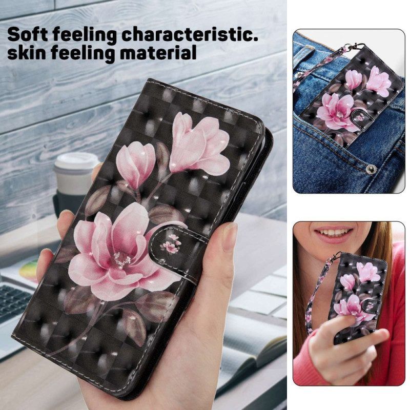 Flip Case Für Sony Xperia 5 IV Mit Kordel Riemenblumen