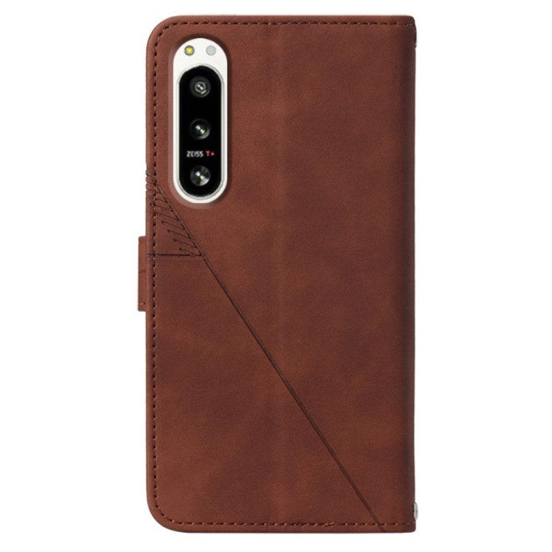 Flip Case Für Sony Xperia 5 IV Mit Kordel Riemendreiecke