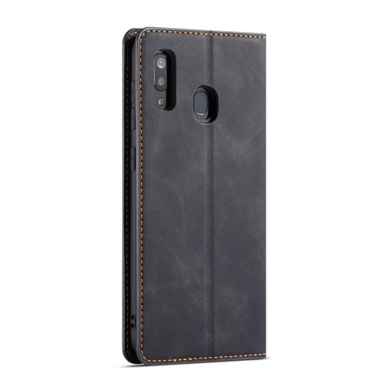 Flip Case Samsung Galaxy A20E Schwarz Forwenw Ledereffekt