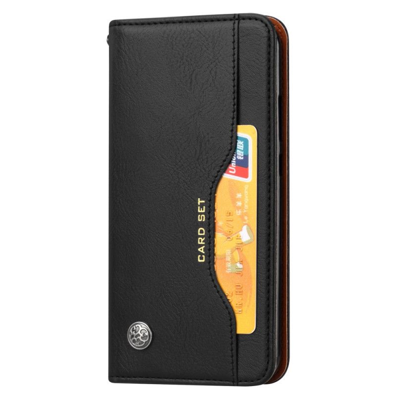 Flip Case Samsung Galaxy A20E Schwarz Kartenhalter Aus Kunstleder