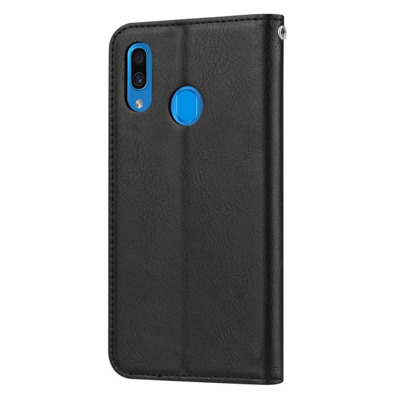 Flip Case Samsung Galaxy A20E Schwarz Kartenhalter Aus Kunstleder