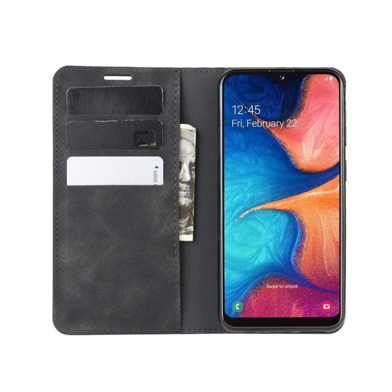 Flip Case Samsung Galaxy A20E Schwarz Schicker Ledereffekt