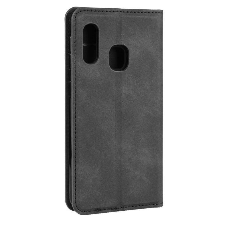 Flip Case Samsung Galaxy A20E Schwarz Schicker Ledereffekt