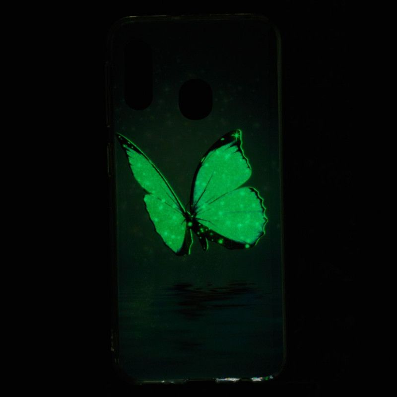 Hülle Samsung Galaxy A20E Fluoreszierender Blauer Schmetterling