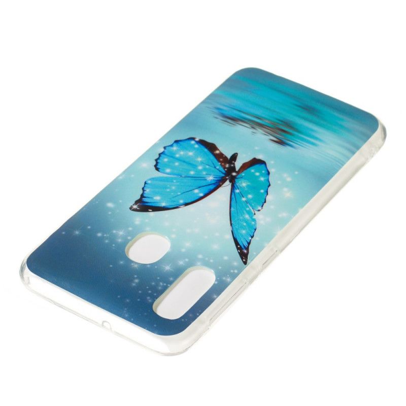 Hülle Samsung Galaxy A20E Fluoreszierender Blauer Schmetterling