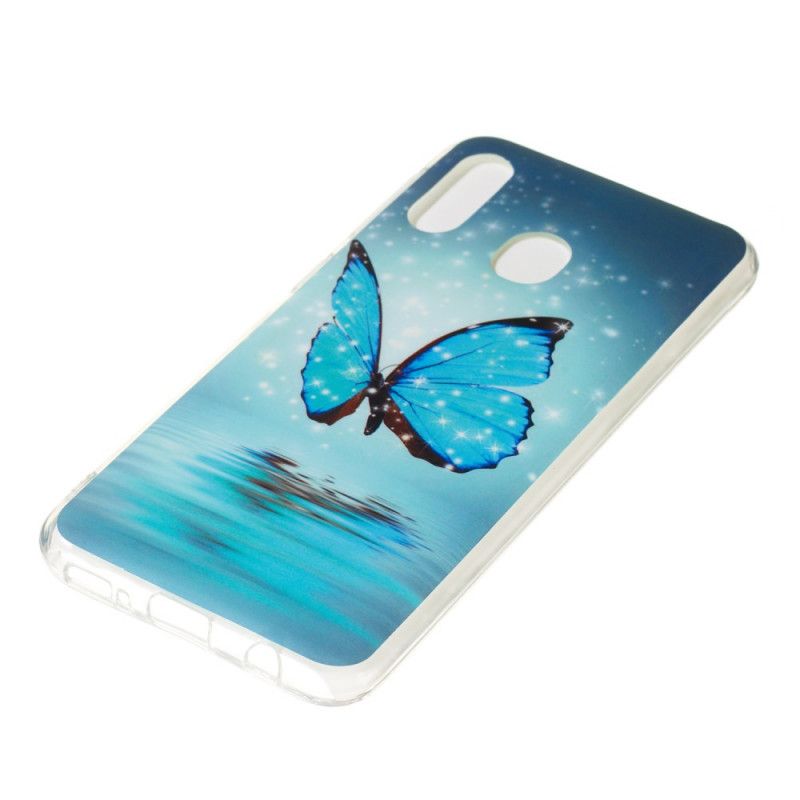 Hülle Samsung Galaxy A20E Fluoreszierender Blauer Schmetterling