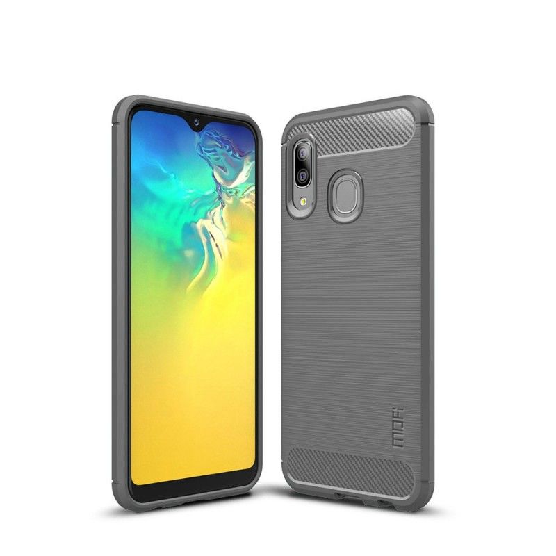 Hülle Samsung Galaxy A20E Schwarz Gebürstete Mofi-Kohlefaser