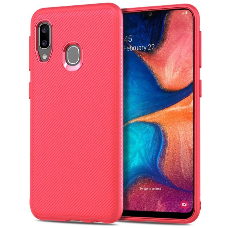 Hülle Samsung Galaxy A20E Schwarz Kohlefaser-Twill