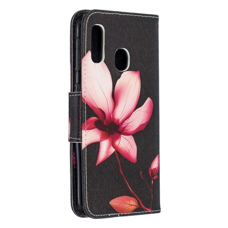 Lederhüllen Samsung Galaxy A20E Handyhülle Rosa Blume