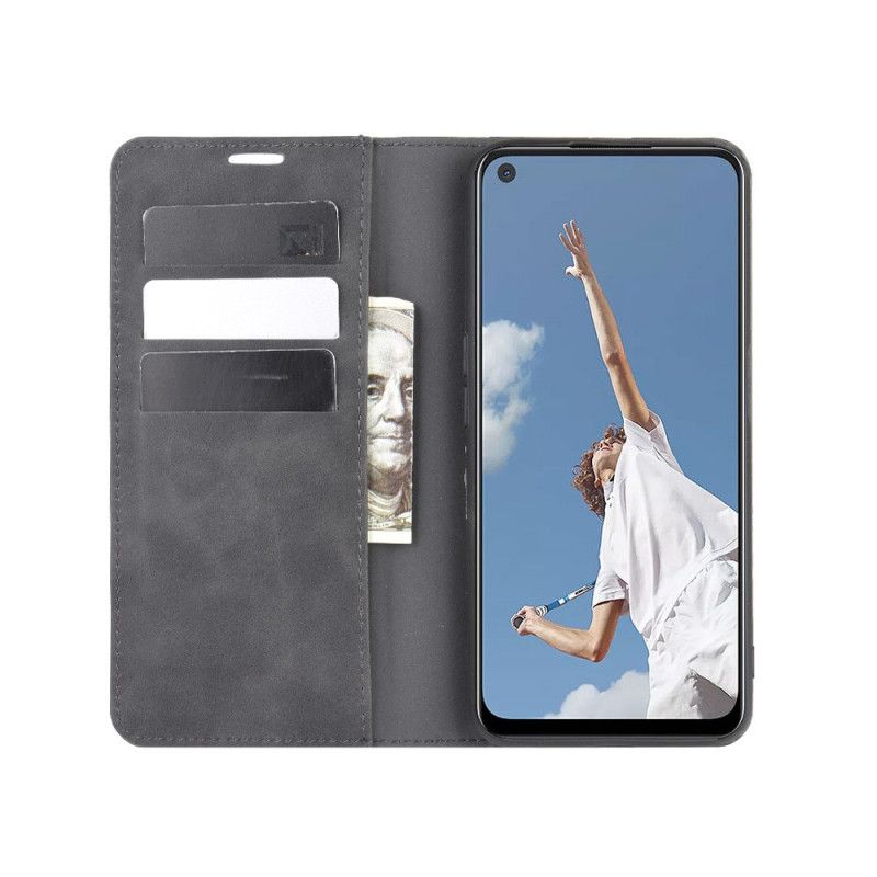 Flip Case Oppo A72 Schwarz Weicher Ledereffekt