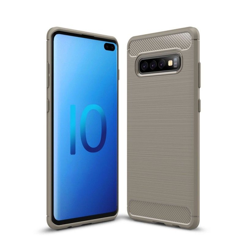 Hülle Samsung Galaxy S10 Plus Schwarz Gebürstete Kohlefaser