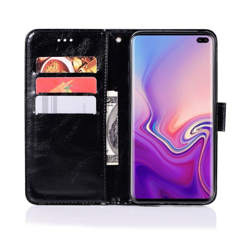 Lederhüllen Samsung Galaxy S10 Plus Vintage Ledereffekt Mit Riemen