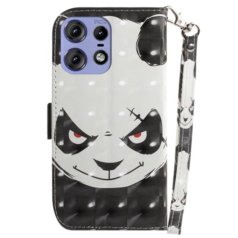 Lederhüllen Motorola Edge 50 Pro Wütender Panda Mit Riemen