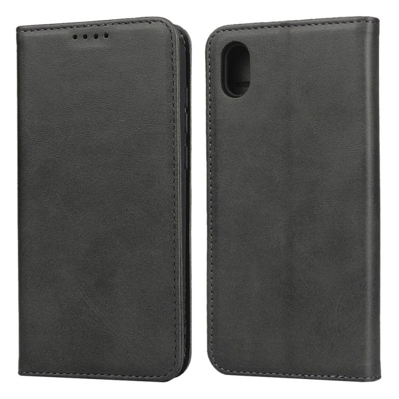 Flip Case Huawei Y5 2019 Schwarz Handyhülle Nüchterner Lederstil