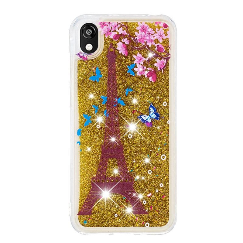 Hülle Huawei Y5 2019 Blume Eiffelturm Glitter