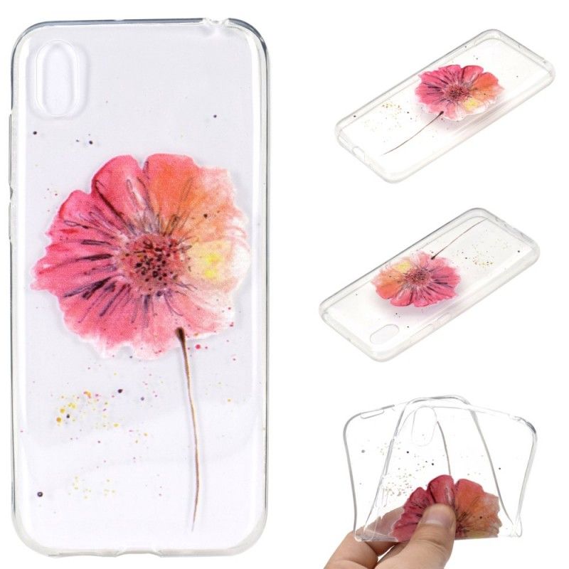 Hülle Huawei Y5 2019 Handyhülle Transparente Aquarellmohnblume