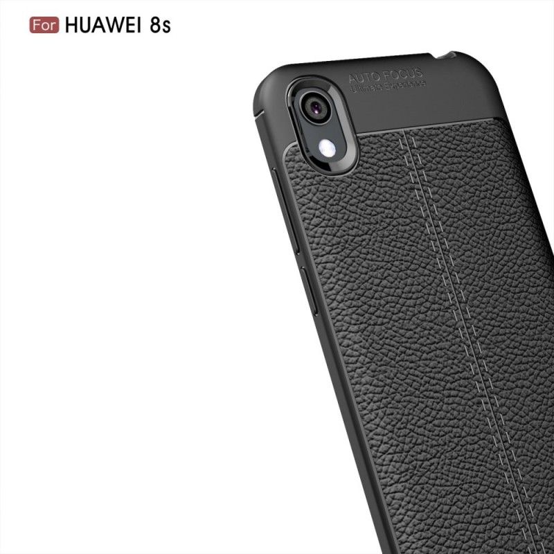 Hülle Huawei Y5 2019 Schwarz Doppellinien-Litschileder-Effekt