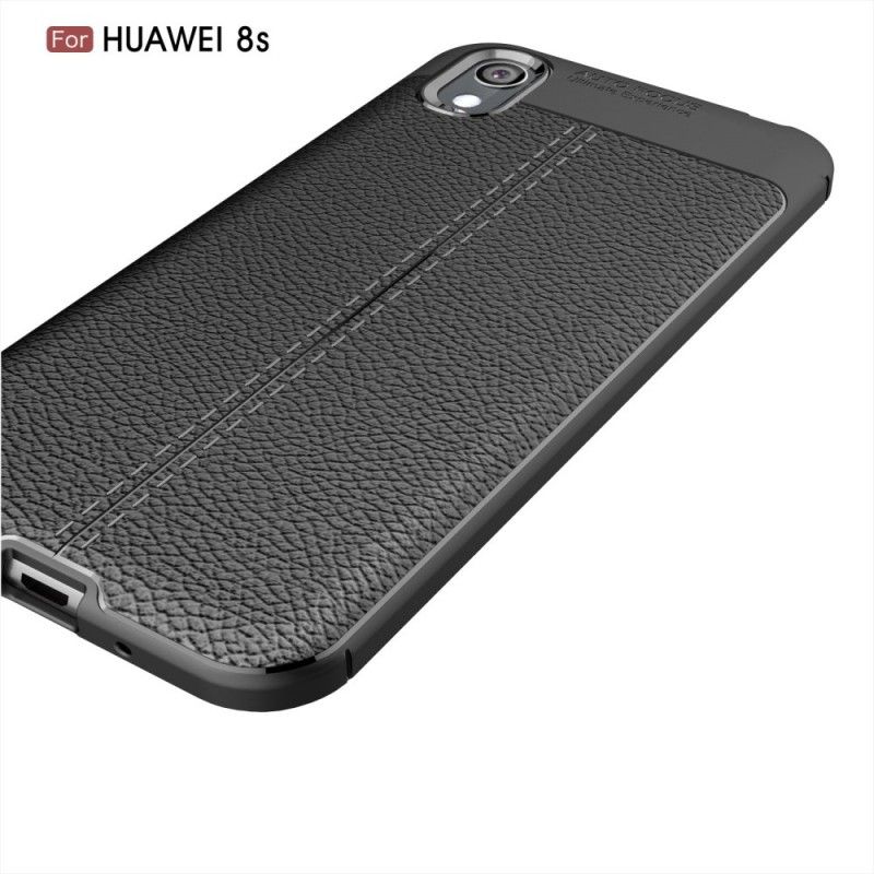 Hülle Huawei Y5 2019 Schwarz Doppellinien-Litschileder-Effekt