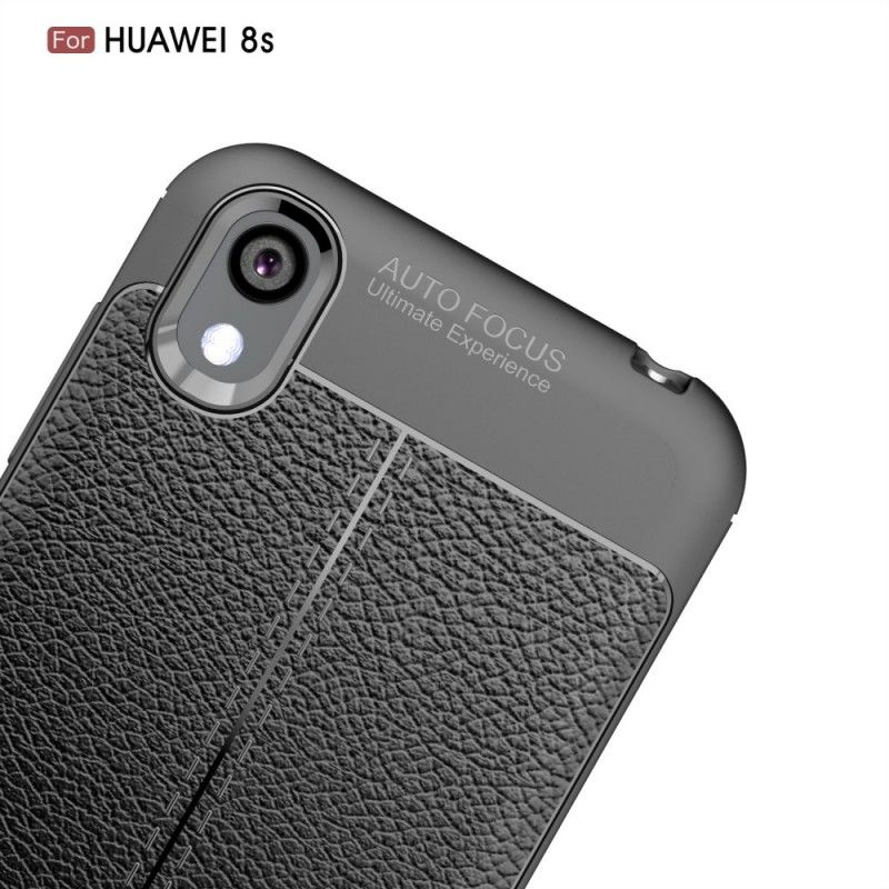 Hülle Huawei Y5 2019 Schwarz Doppellinien-Litschileder-Effekt