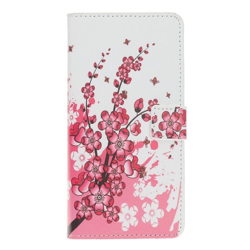 Lederhüllen Für Huawei Y5 2019 Magenta Tropische Blumen