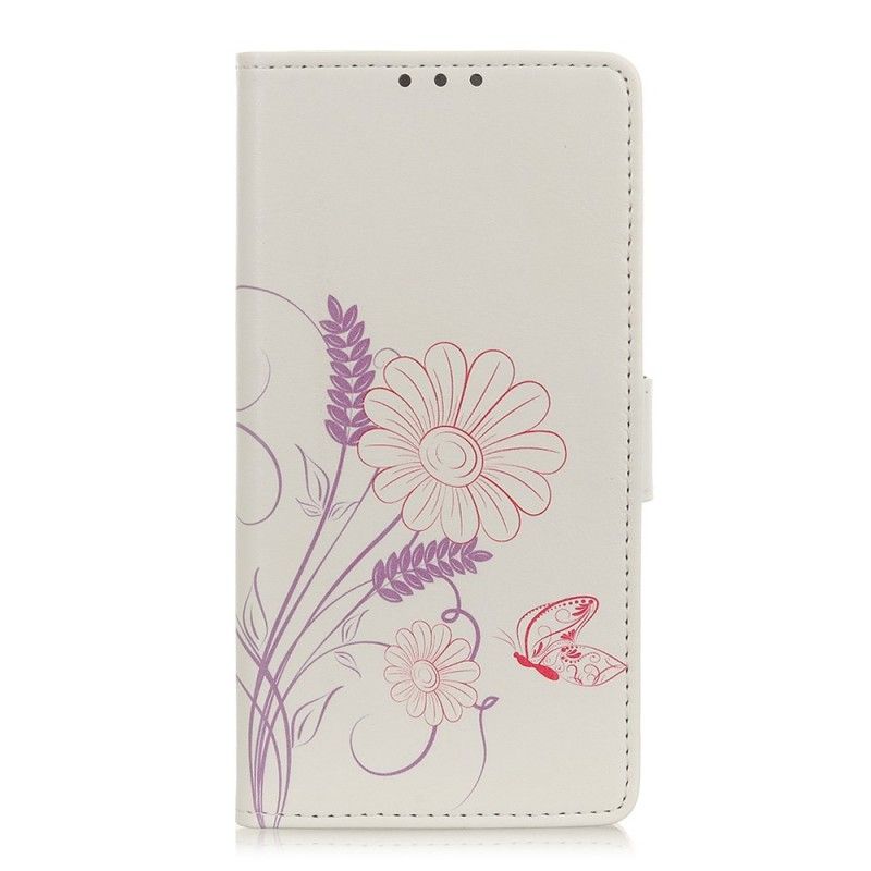 Lederhüllen Für Huawei Y5 2019 Schmetterlinge Und Blumen Zeichnen