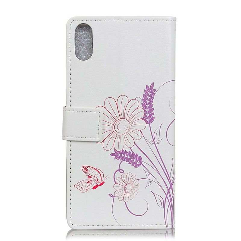 Lederhüllen Für Huawei Y5 2019 Schmetterlinge Und Blumen Zeichnen