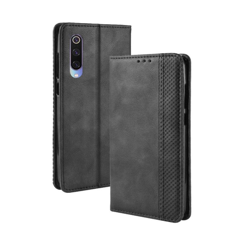 Flip Case Für Xiaomi Mi 9 Lite Schwarz Stilisierter Vintage-Ledereffekt