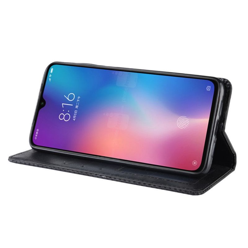 Flip Case Für Xiaomi Mi 9 Lite Schwarz Stilisierter Vintage-Ledereffekt