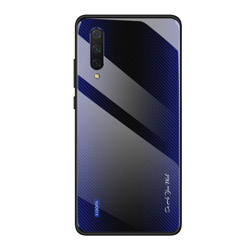 Hülle Xiaomi Mi 9 Lite Schwarz Handyhülle Gehärtetes Kohlefaserglas