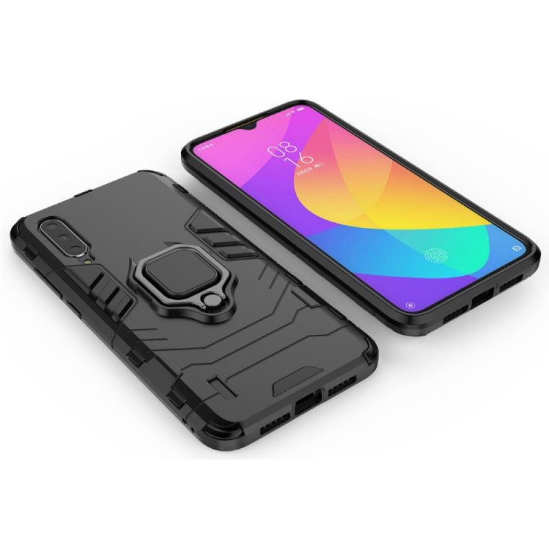 Hülle Xiaomi Mi 9 Lite Schwarz Widerstandsfähiger Ring