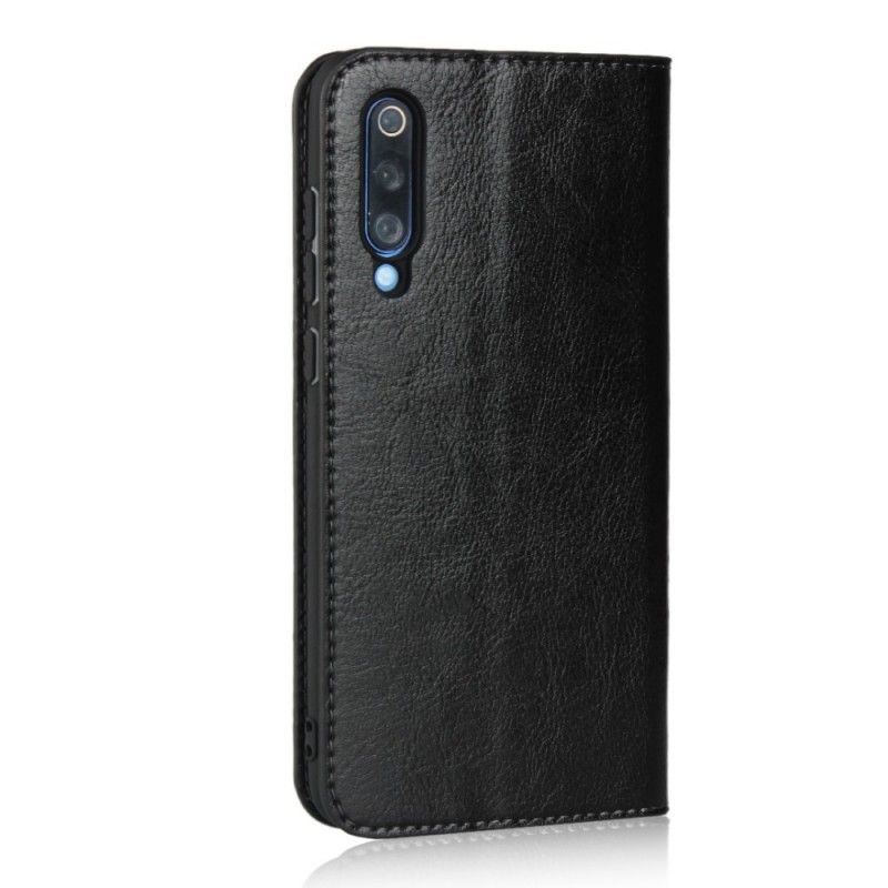 Flip Case Xiaomi Mi 9 Schwarz Echtes Leder