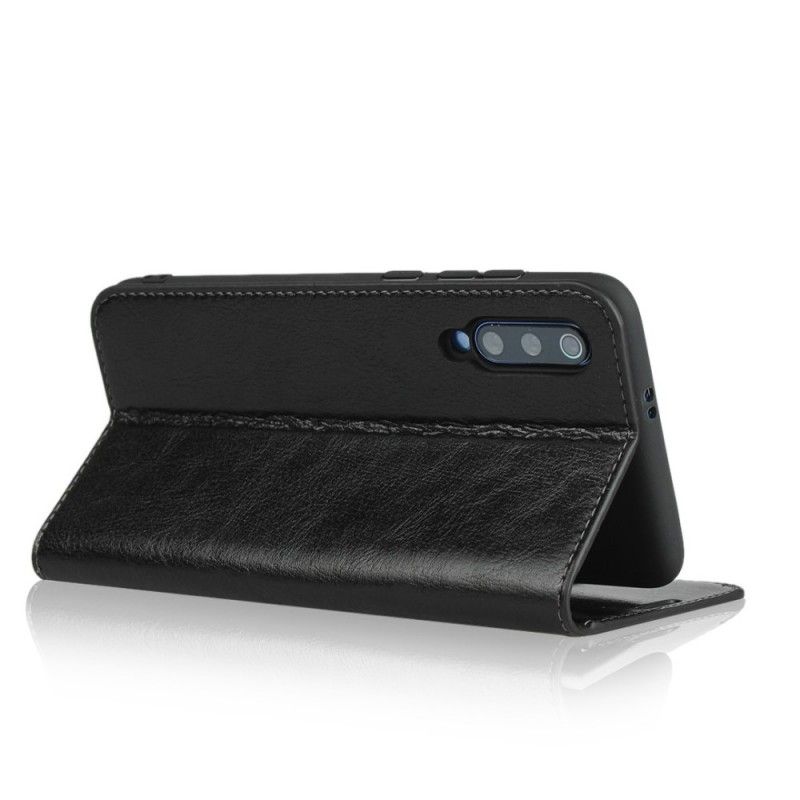 Flip Case Xiaomi Mi 9 Schwarz Echtes Leder