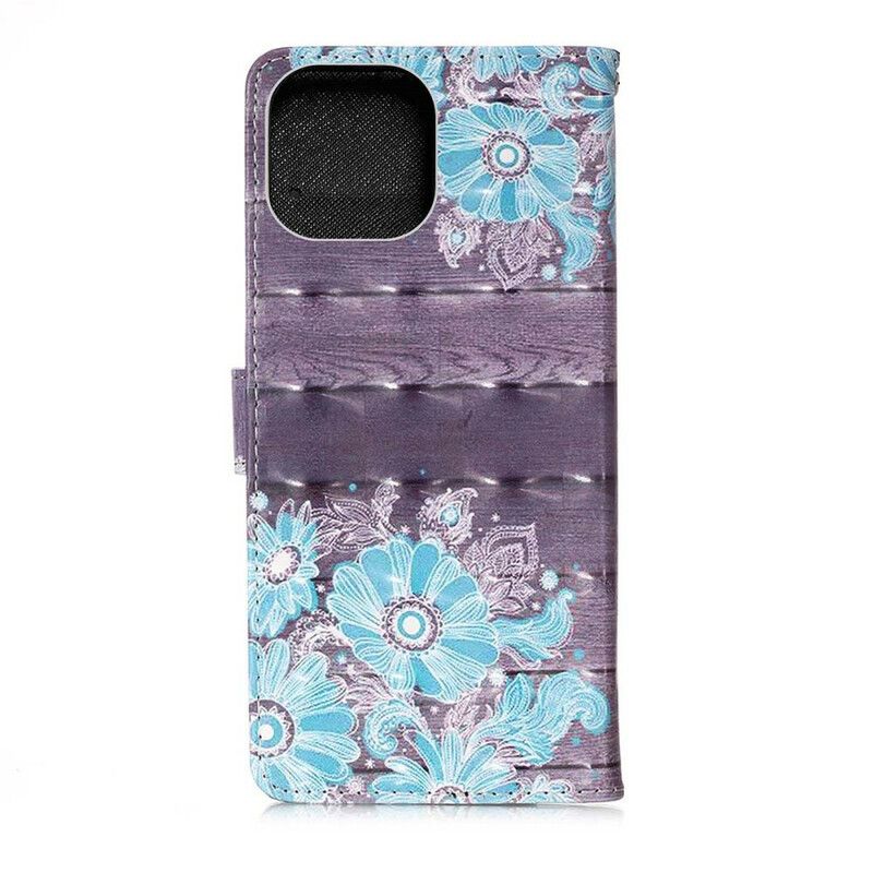 Lederhüllen Für Iphone 13 Mini Blaue Blumen